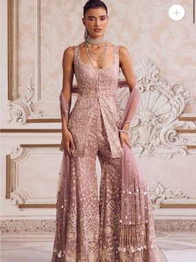 Sanya Gulati Champagne Rose Peplum Set
